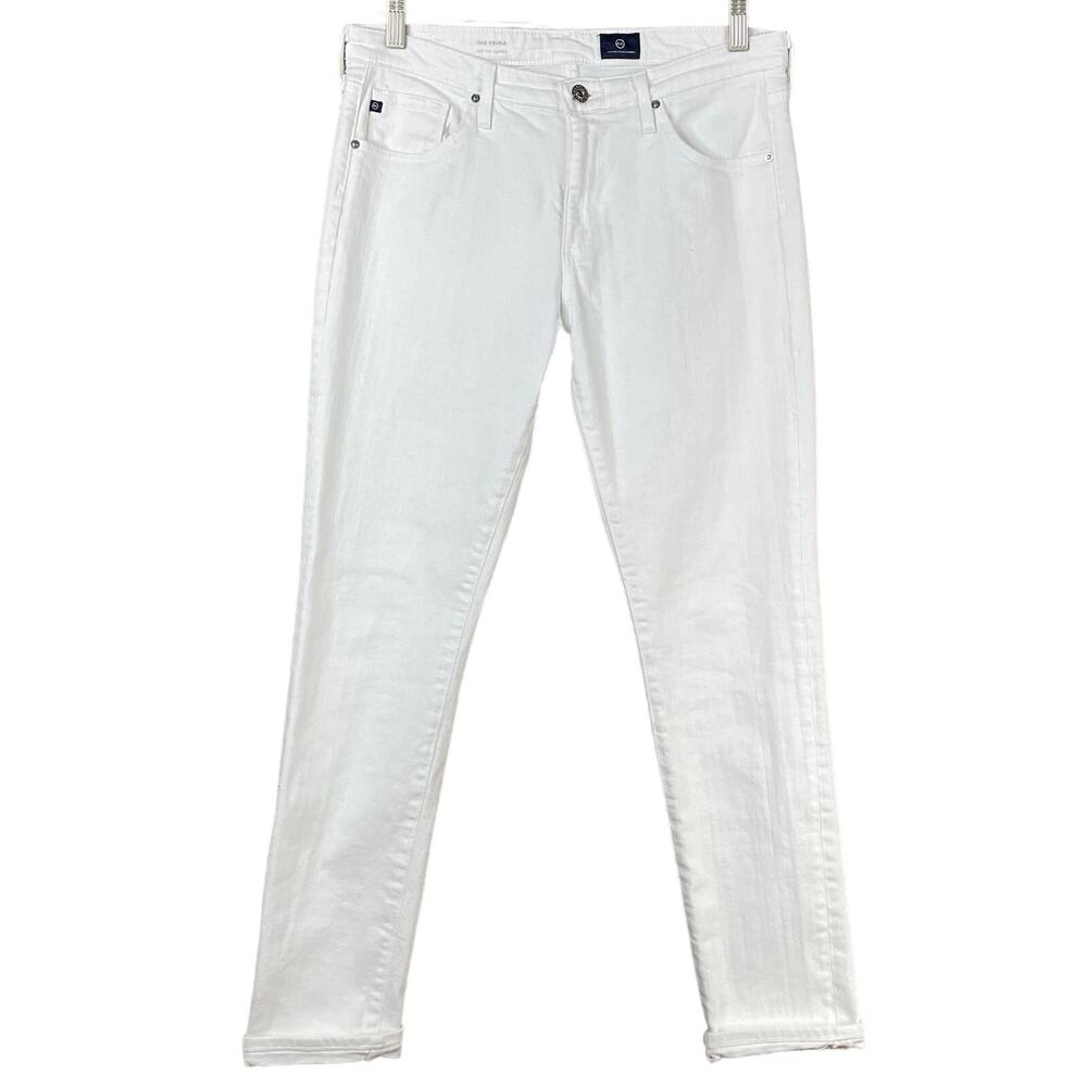 Adriano Goldschmied The Prima Jeans Mid Rise Cigarette Leg White SZ 29